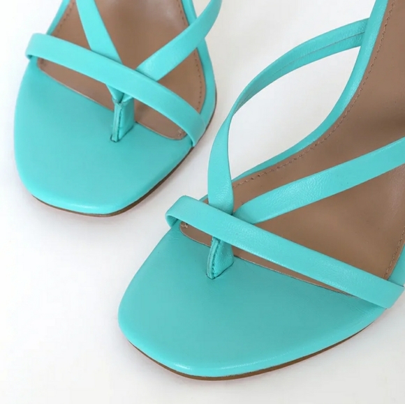 STEVE MADDEN Amada Teal Leather High Heel Sandals - Picture 2 of 9
